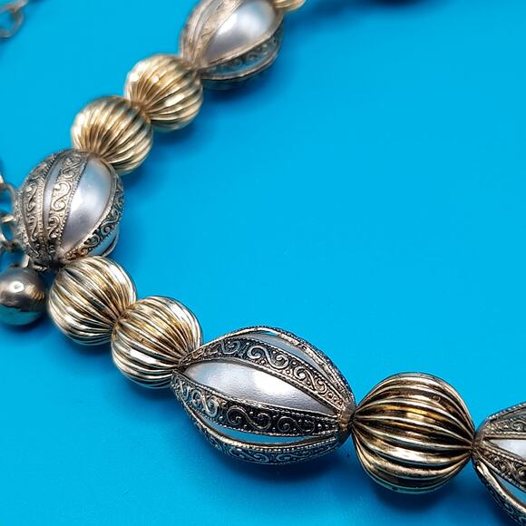 Vintage Japan Art Bead Necklace, 1950s Jewelry, 22" - Picture 9 of 11